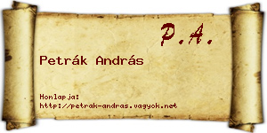Petrák András névjegykártya